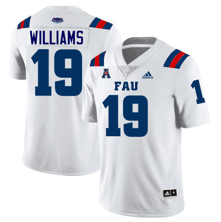 #19 Dillion Williams FAU Jersey,Florida Atlantic Owls Football Jersey,Uniforms,Gears-White